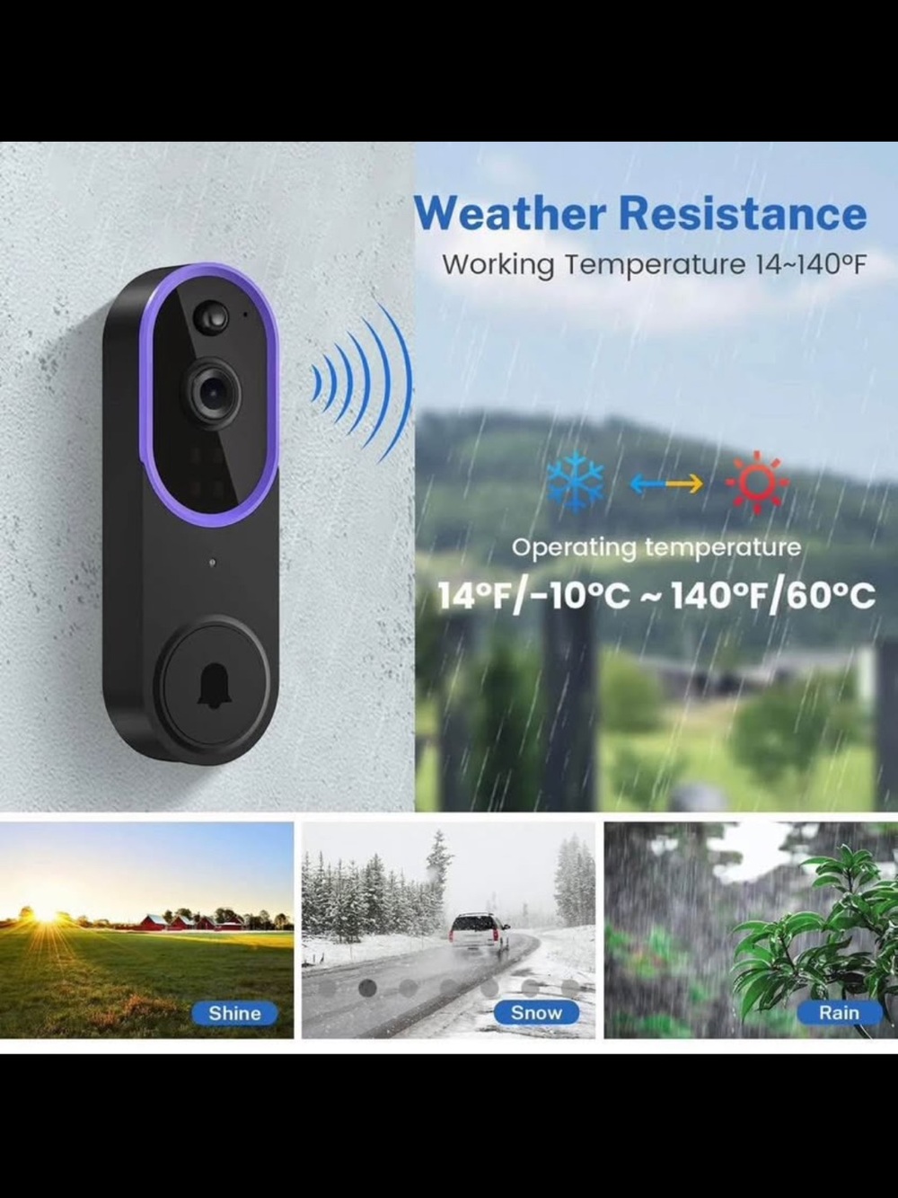 NIB 1080P Smart Wireless Video Doorbell Camera – Choose Black or White